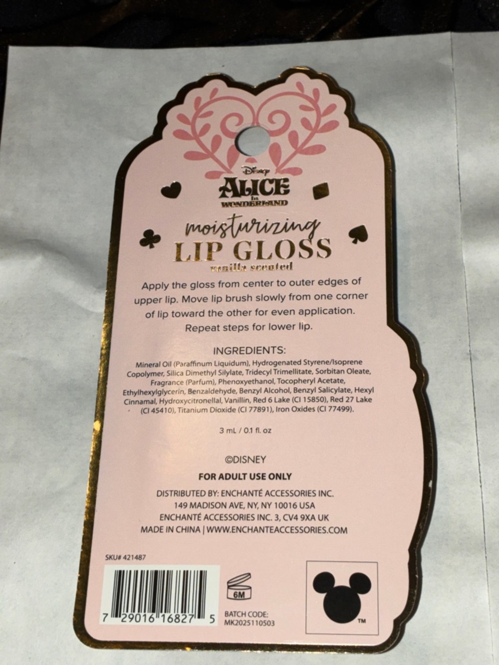 Disney Alice in Wonderland Red Heart Lip Gloss Tube - Picture 2 of 2